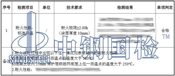 防火涂料檢測報告結果