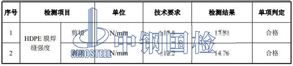 hdpe膜焊接檢測(cè)項(xiàng)目結(jié)果